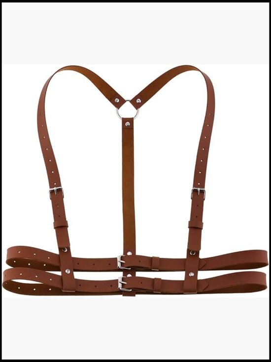 Punk Style Leather Harness Belt Adjustable Waist Cincher Goth Body Straps